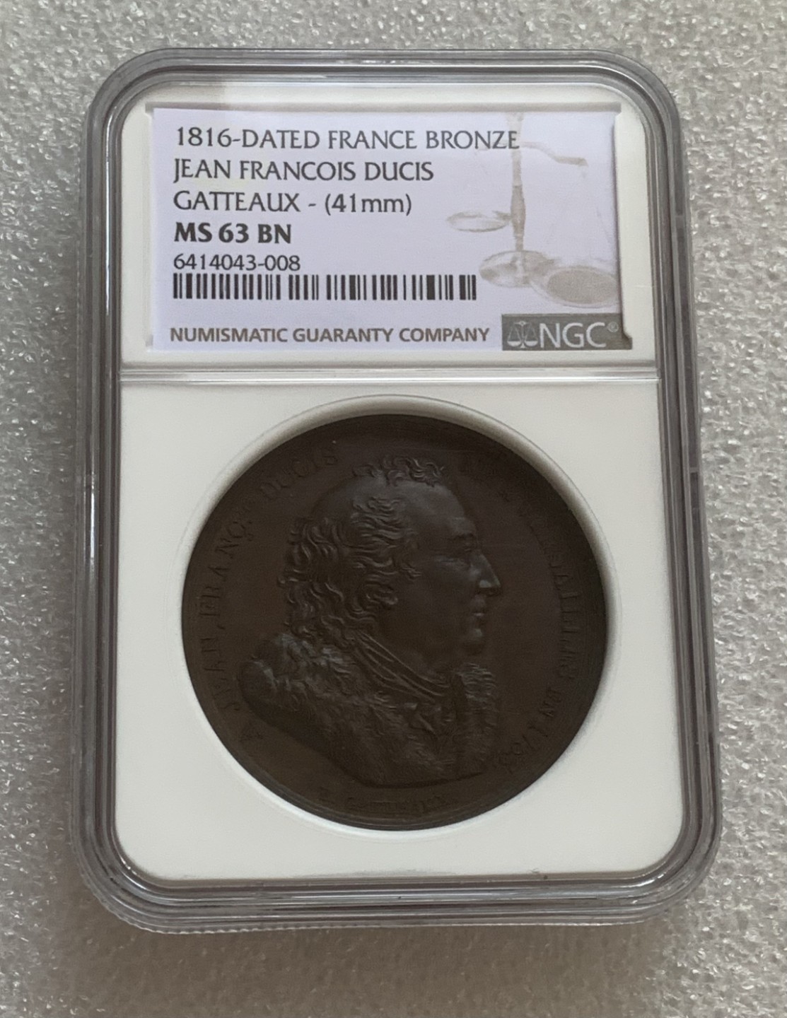 瓶子🏺第83期拍卖会 法国1816年名人系列铜章NGC MS63