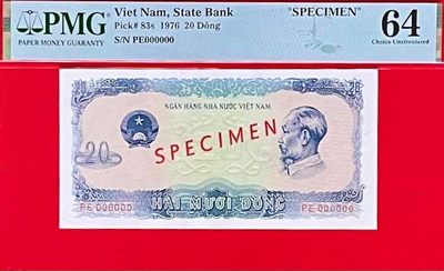 【三泉🏦Quan Se】拍卖第9期⚖️ - 越南1976年20盾票样 稀少【PMG64】