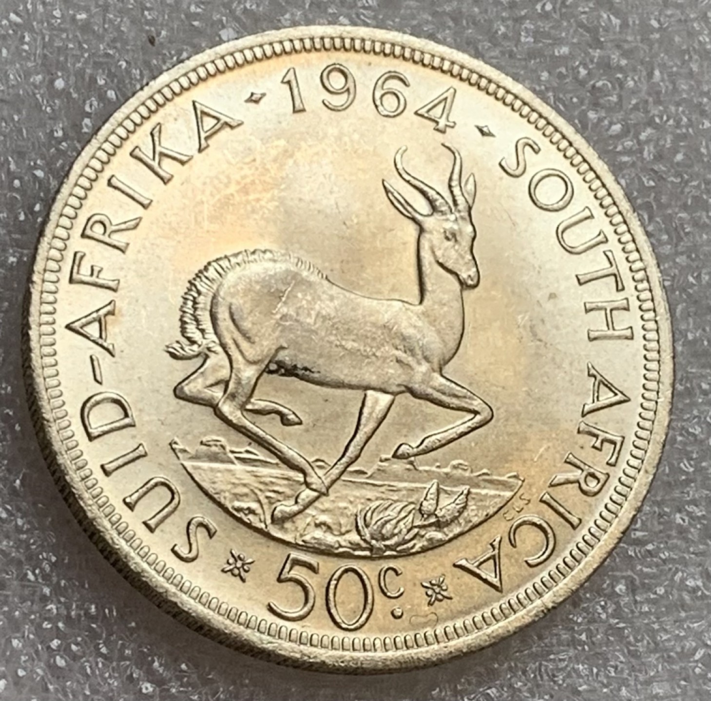 瓶子🏺第83期拍卖会 南非1964年50分普制羚羊银币 知名人物扬范里贝克