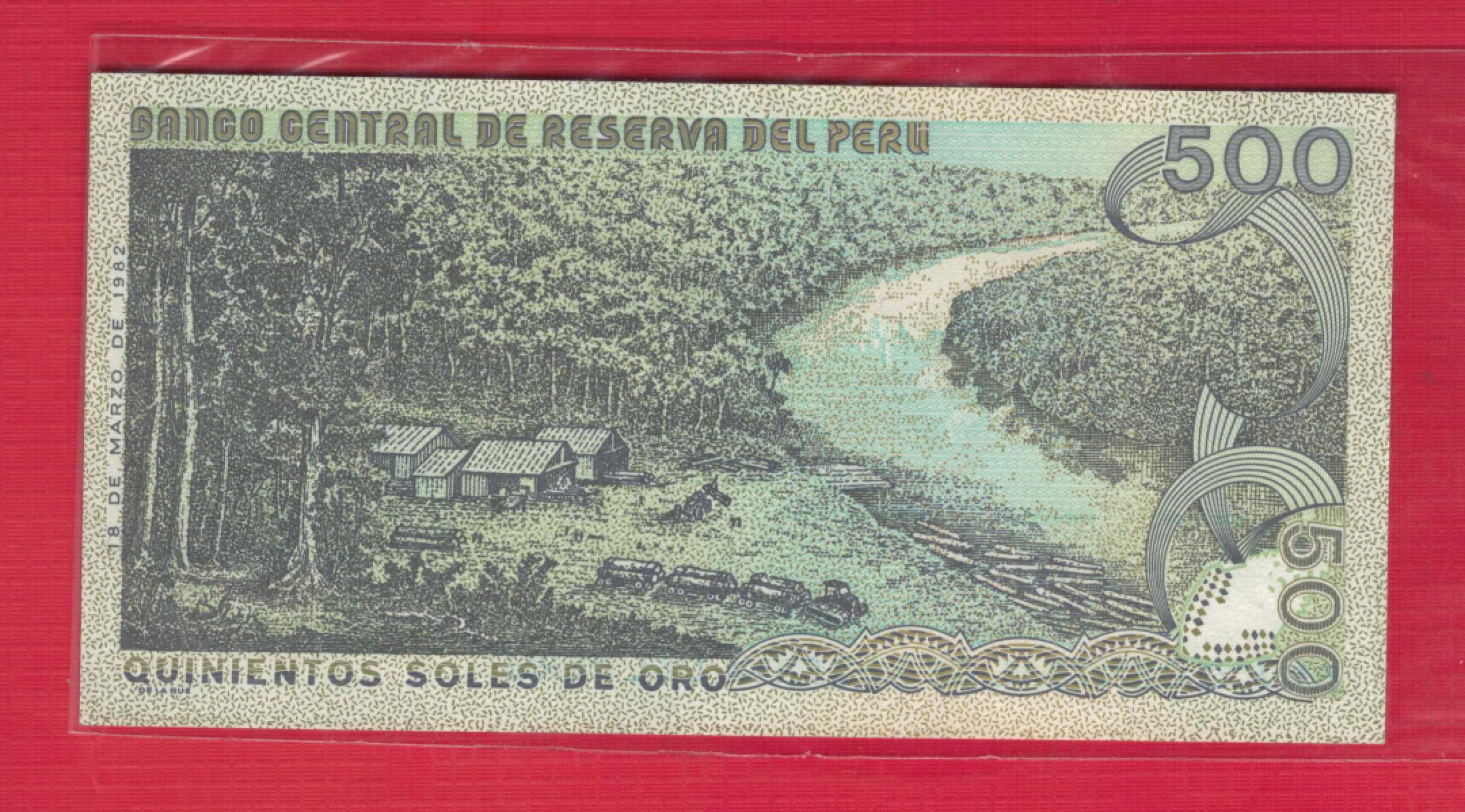 秘鲁500索尔 1982年 签名如图 美洲纸币 实物图 UNC