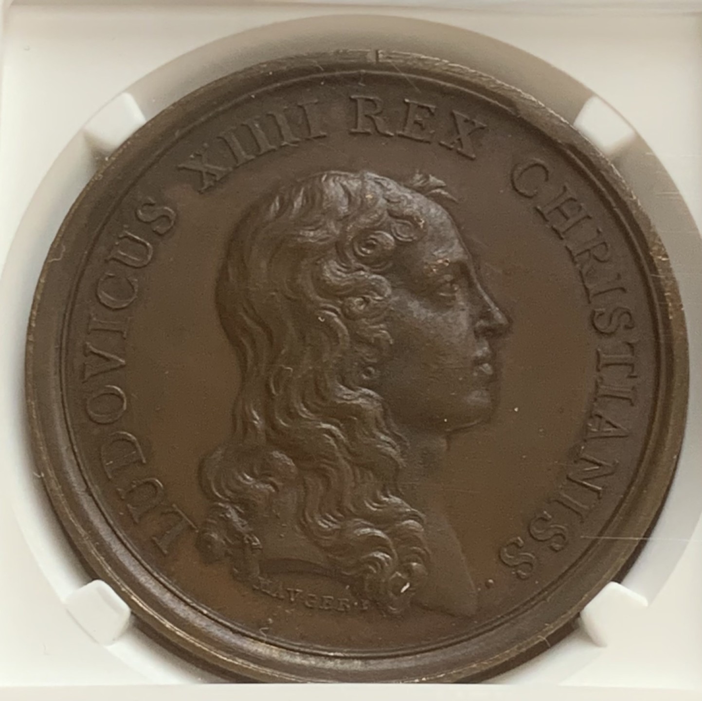 瓶子🏺第83期拍卖会 法国1654年路易十四少年时期铜章NGC MS62