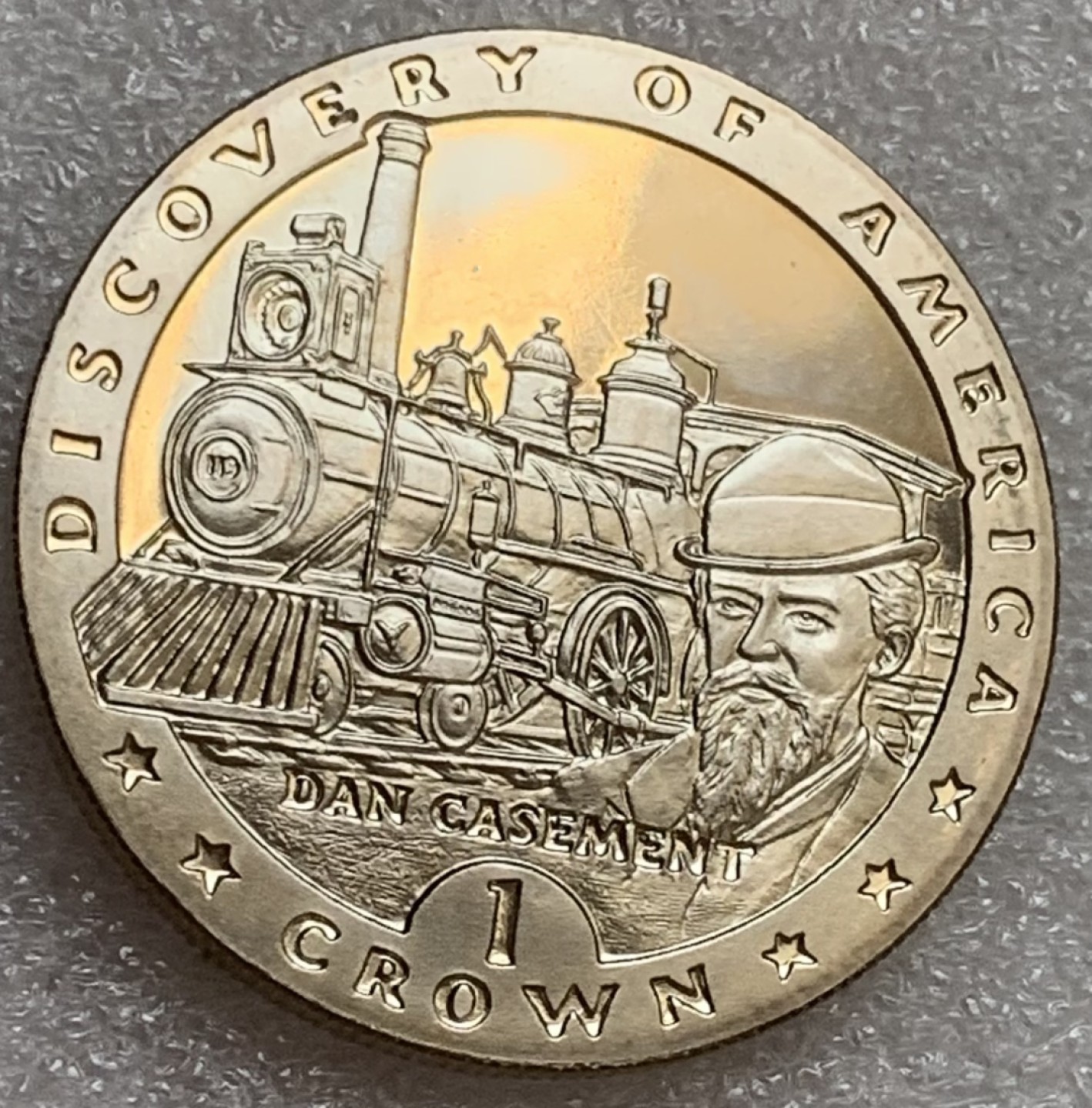 瓶子🏺第83期拍卖会 马恩岛1992年1克朗大型厚重纪念币 火车机车 38.6毫米