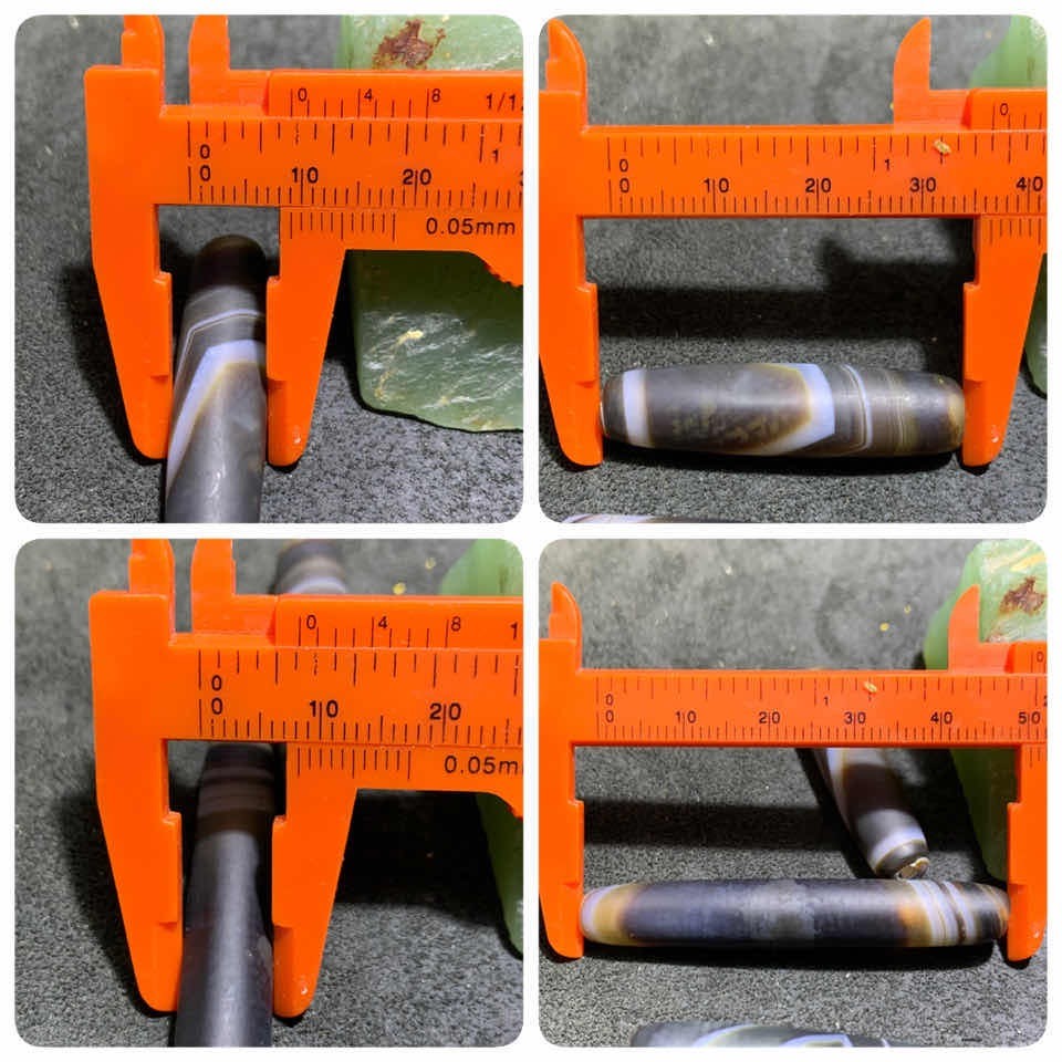亚光缠丝玛瑙通货桶珠3个