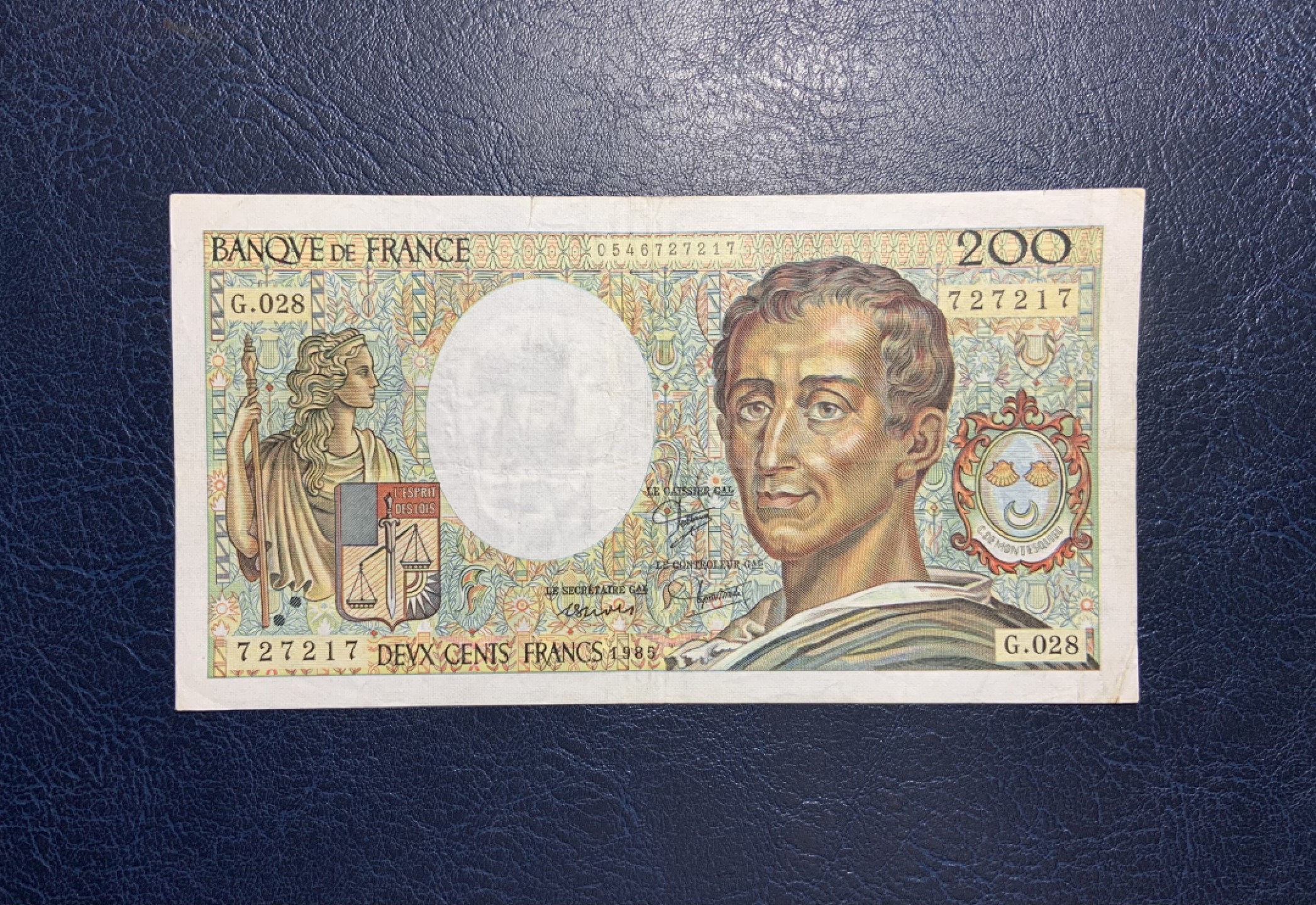 收藏联盟Quantum Auction 第241期拍卖  法国1985年200法郎 品相如图 法学家孟德斯鸠