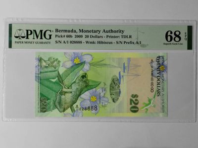 狮子号8888 百慕大 20 元  2009 PMG68冠军分 - 狮子号8888 百慕大 20 元  2009 PMG68冠军分