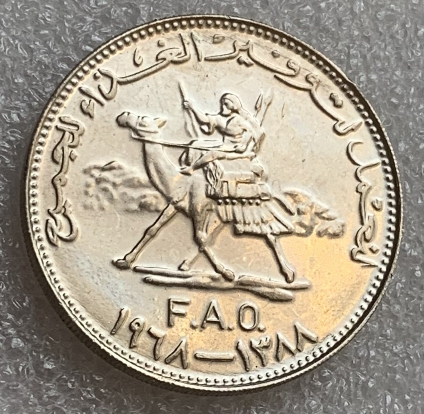 瓶子🏺第83期拍卖会 1968年苏丹土著骑骆驼25格西铜镍币 原光全新品相