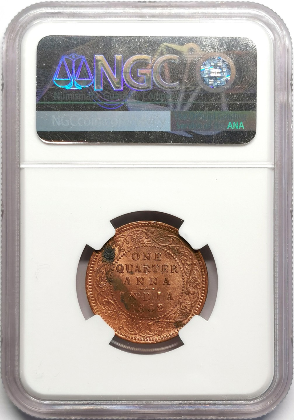 凡希社世界钱币微拍第二百三十二期 1862英属印度小维1/4安那NGC-MS63