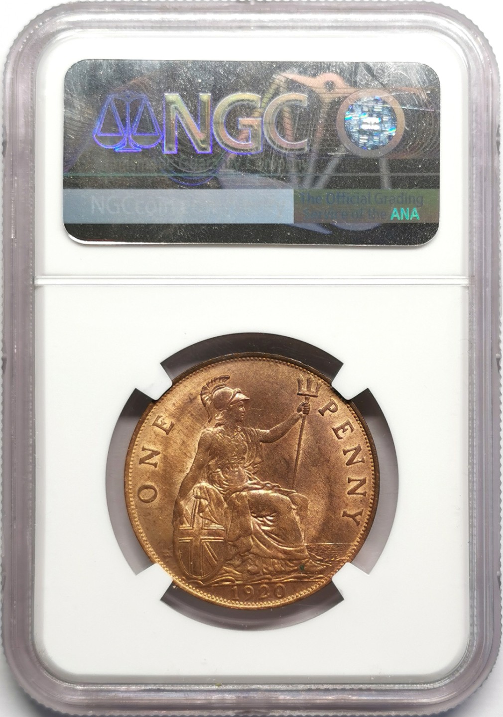 凡希社世界钱币微拍第二百三十二期 1920英国乔五便士大铜NGC-MS65原铜光！