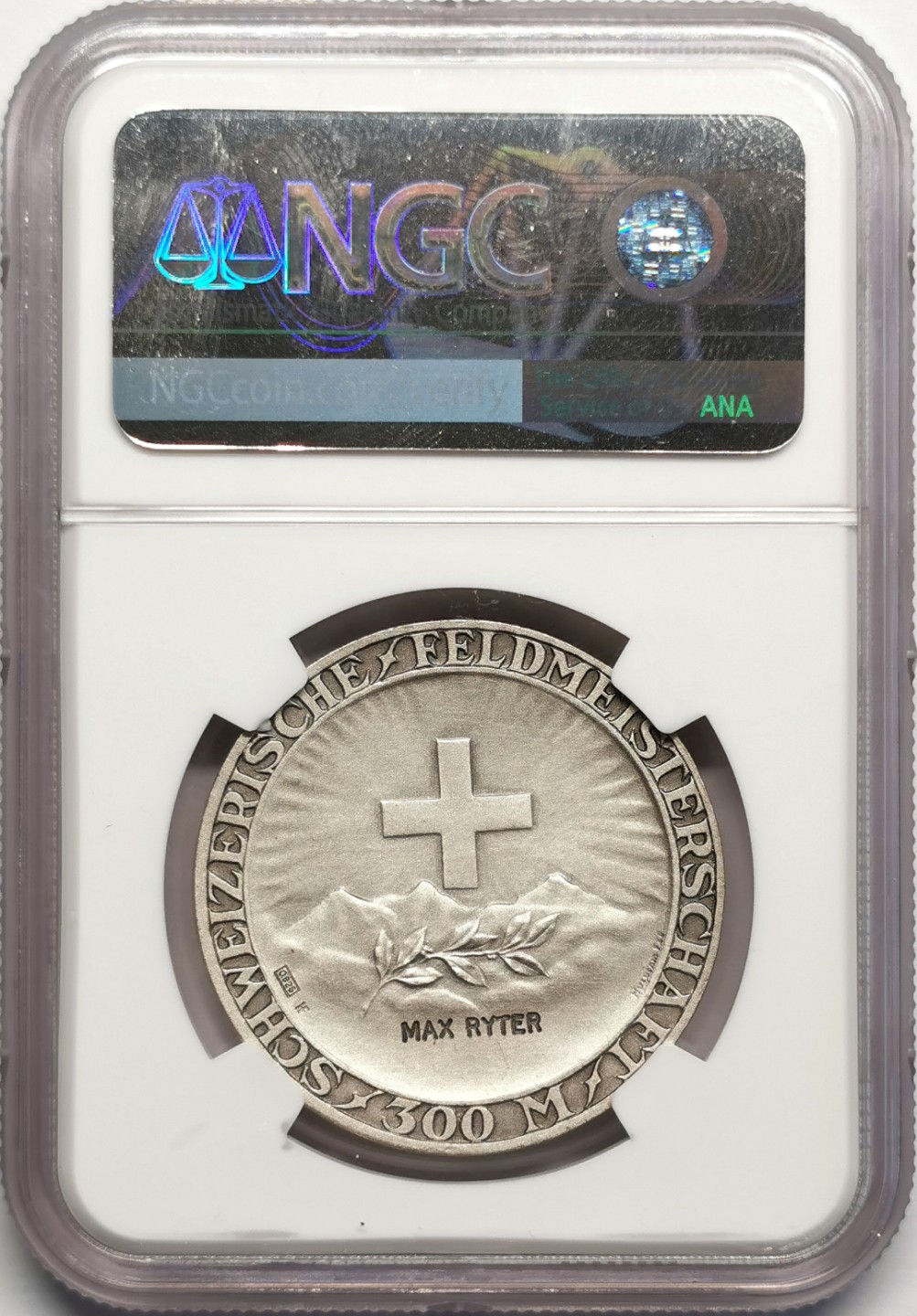 凡希社世界钱币微拍第二百三十二期 1920/30瑞士野地射击优胜银章NGC-MS65