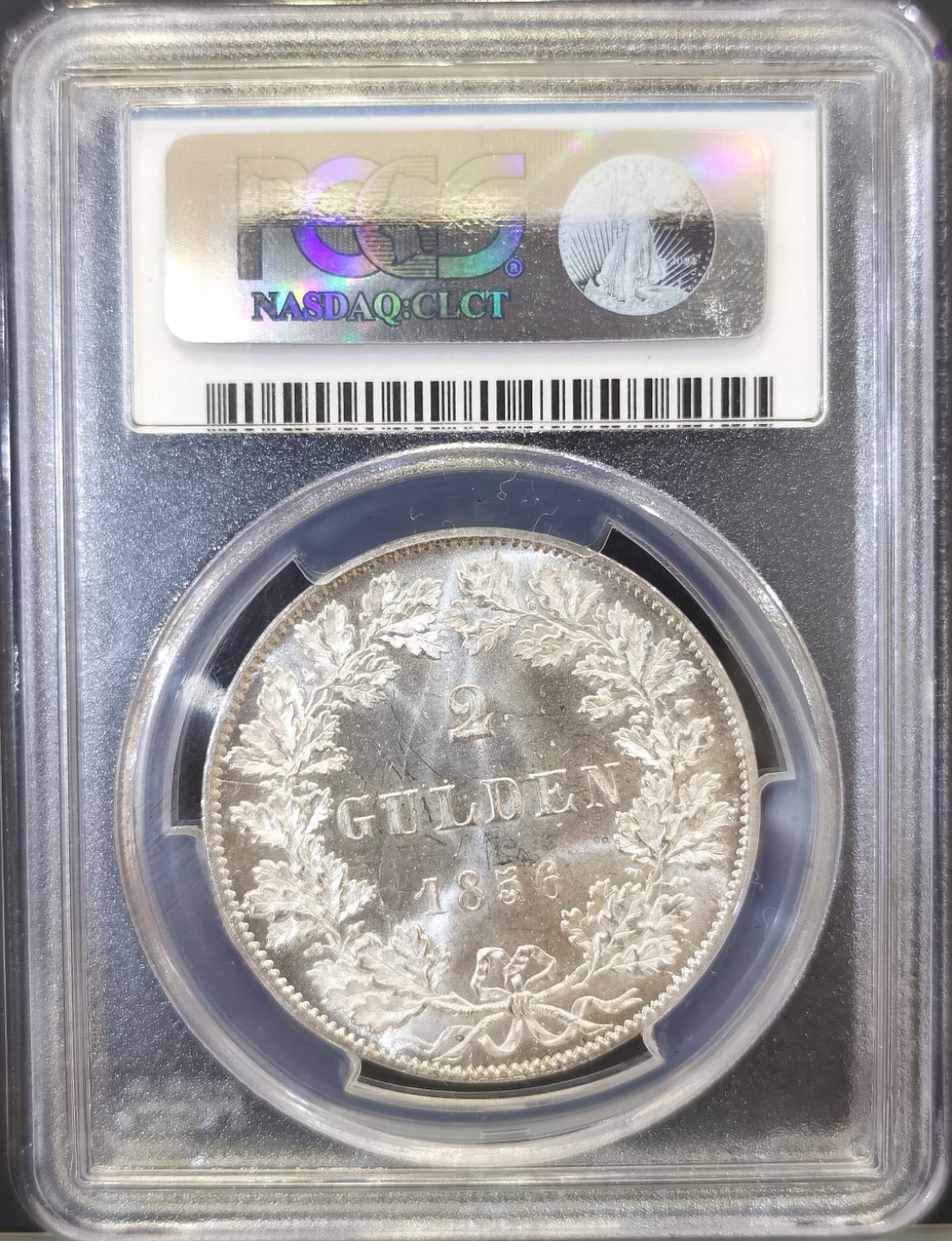 博洋堂世界钱币拍卖第019期（全场包邮） PCGS MS64 1856年德国法兰克福2古尔登大银币 原卷暴光