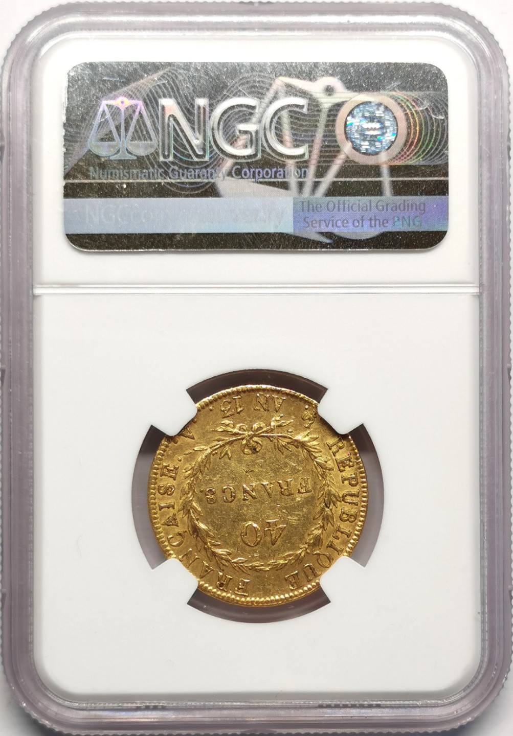 凡希社世界钱币微拍第二百三十二期 共和13年法国拿破仑免冠像40法郎金币NGC-AU58