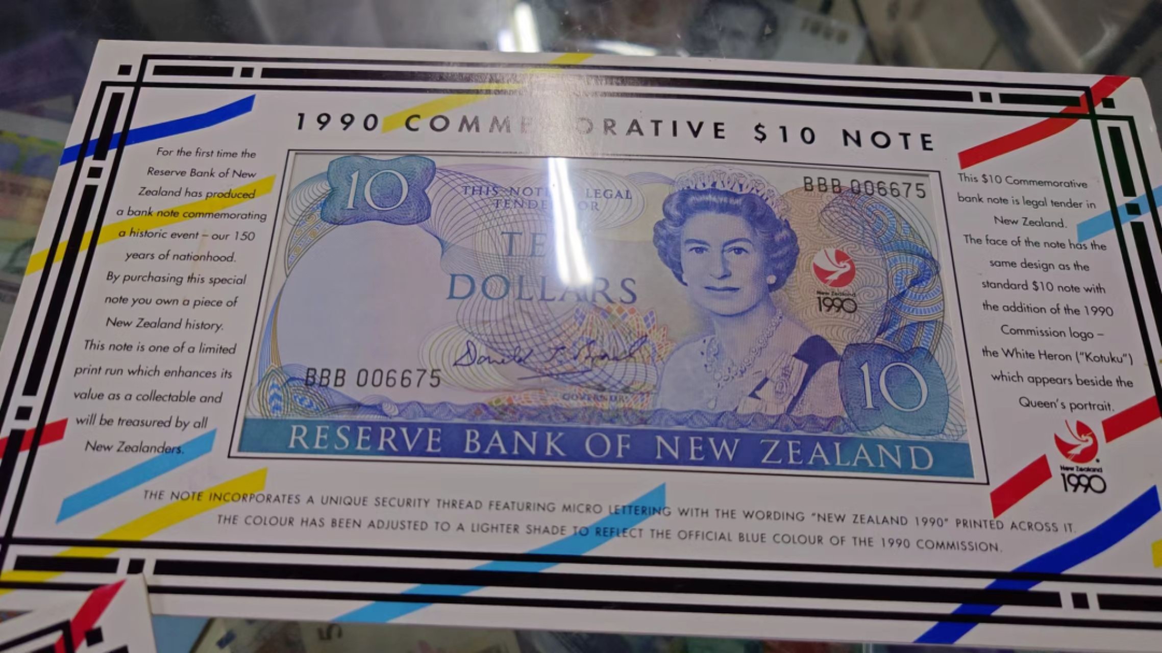 【世界钱币收藏】精选微拍第57期暨2023年第四期 裸钞专场 1990年新西兰10元纪念钞 原装册 全新绝品号码006675