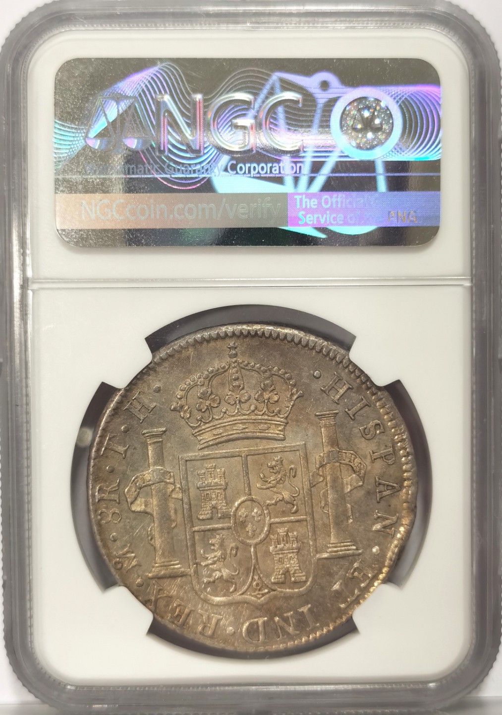 博洋堂世界钱币拍卖第019期（全场包邮） NGC MS61  墨西哥卡洛斯四世 1805 8 里亚尔   淡灰色包浆 底光十足。 收藏性价比高。三连之一