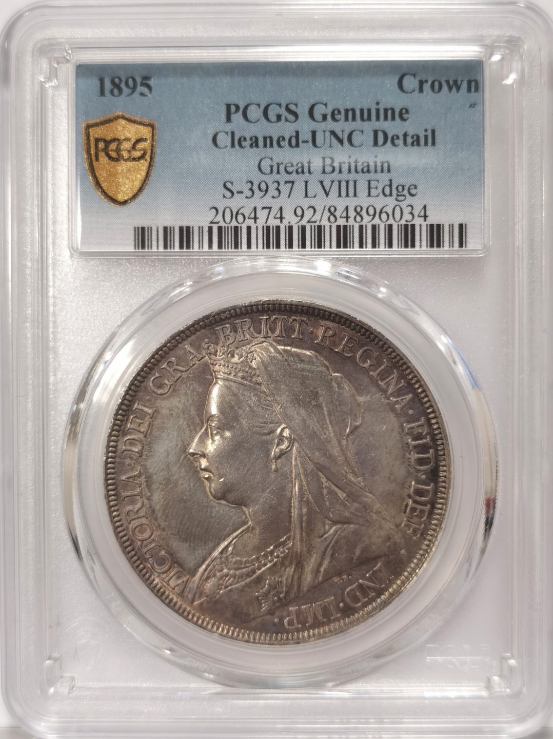 博洋堂世界钱币拍卖第019期（全场包邮） PCGS UNC 英国1895年披纱马剑大银，深打好状态，好想质问评级师…
