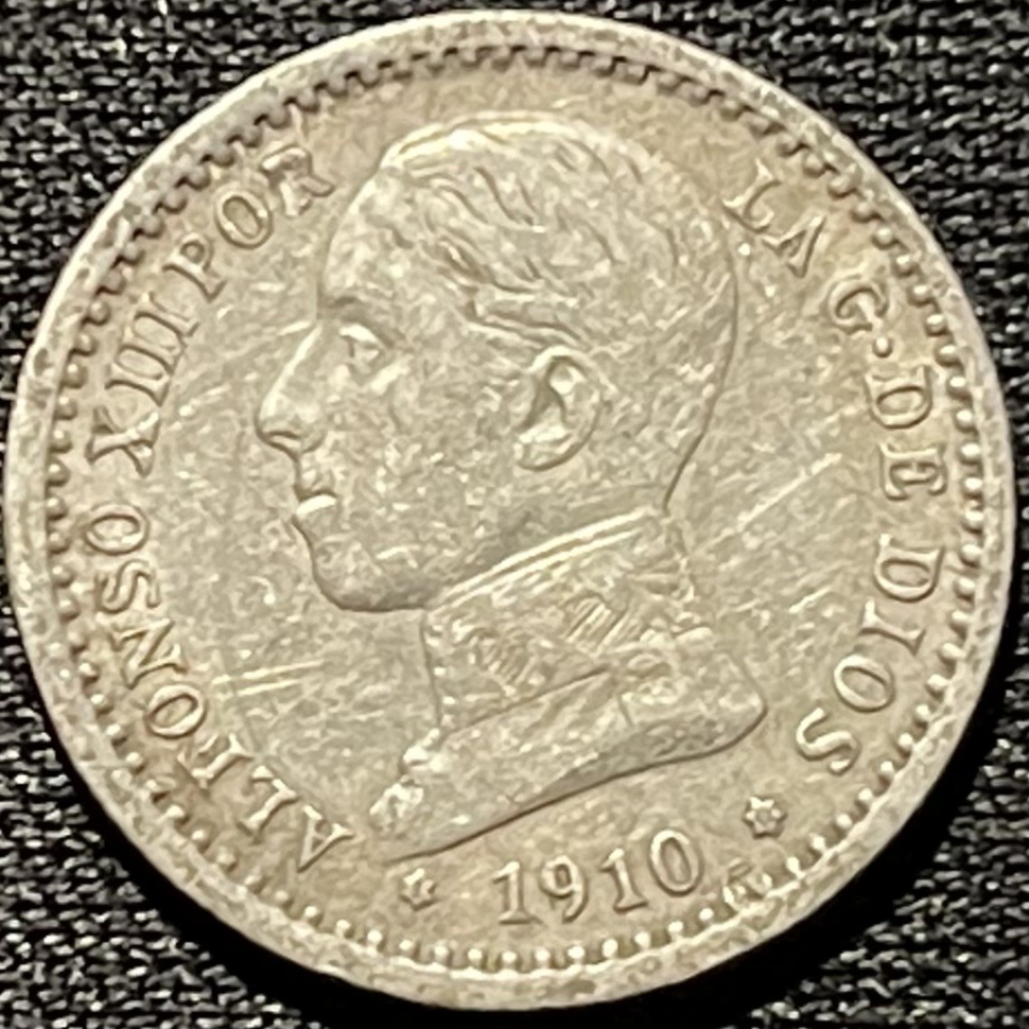 紫瑗钱币——第260期拍卖 西班牙 1910年 阿方索十三世 少年头 50分 2.5克 0.835银