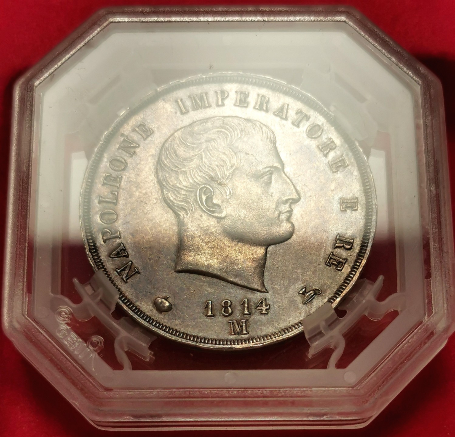 凡希社世界钱币微拍第二百三十二期 荐！1814M意大利王国拿破仑5里拉大银GENI-MS62紫罗兰淡彩底板一流！