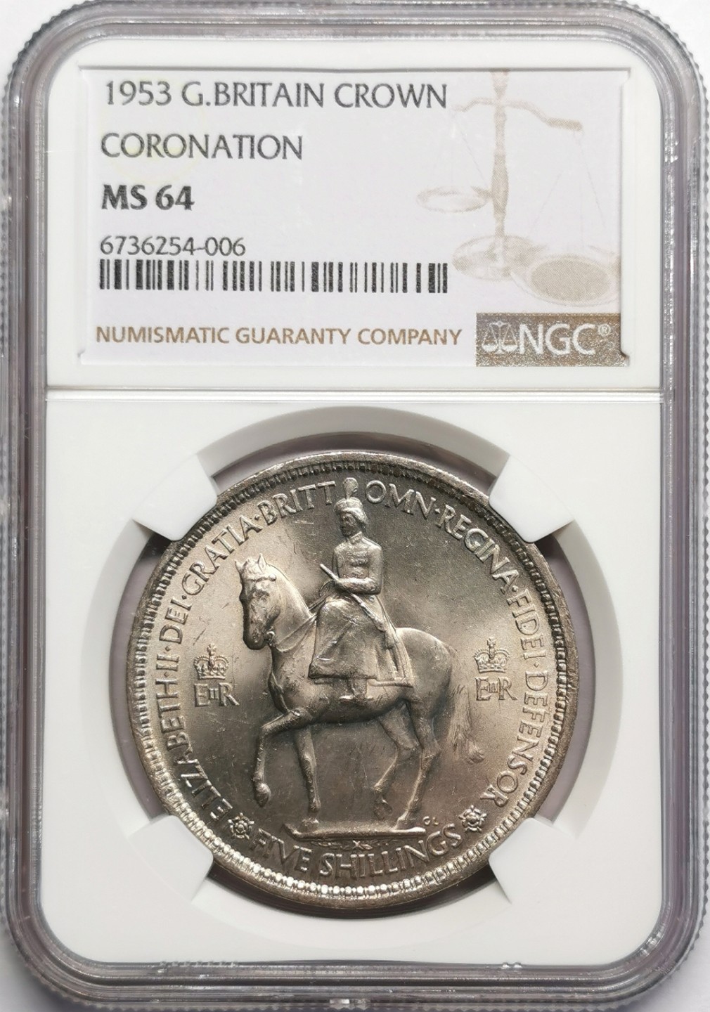 凡希社世界钱币微拍第二百三十二期 1953英国伊丽莎白加冕纪念克朗NGC-MS64