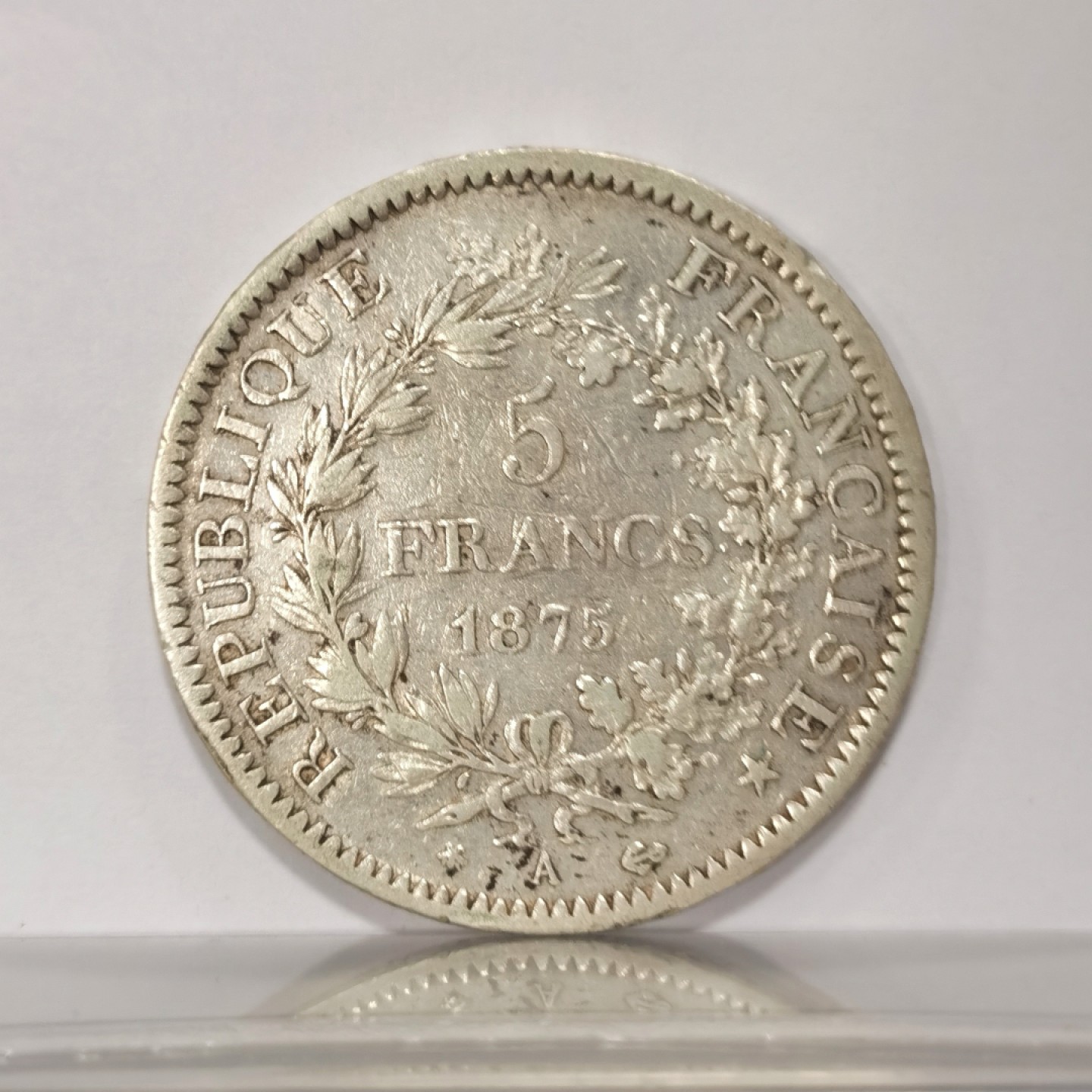 博洋堂世界钱币拍卖第019期（全场包邮） 1875年法国大力神5法郎银币