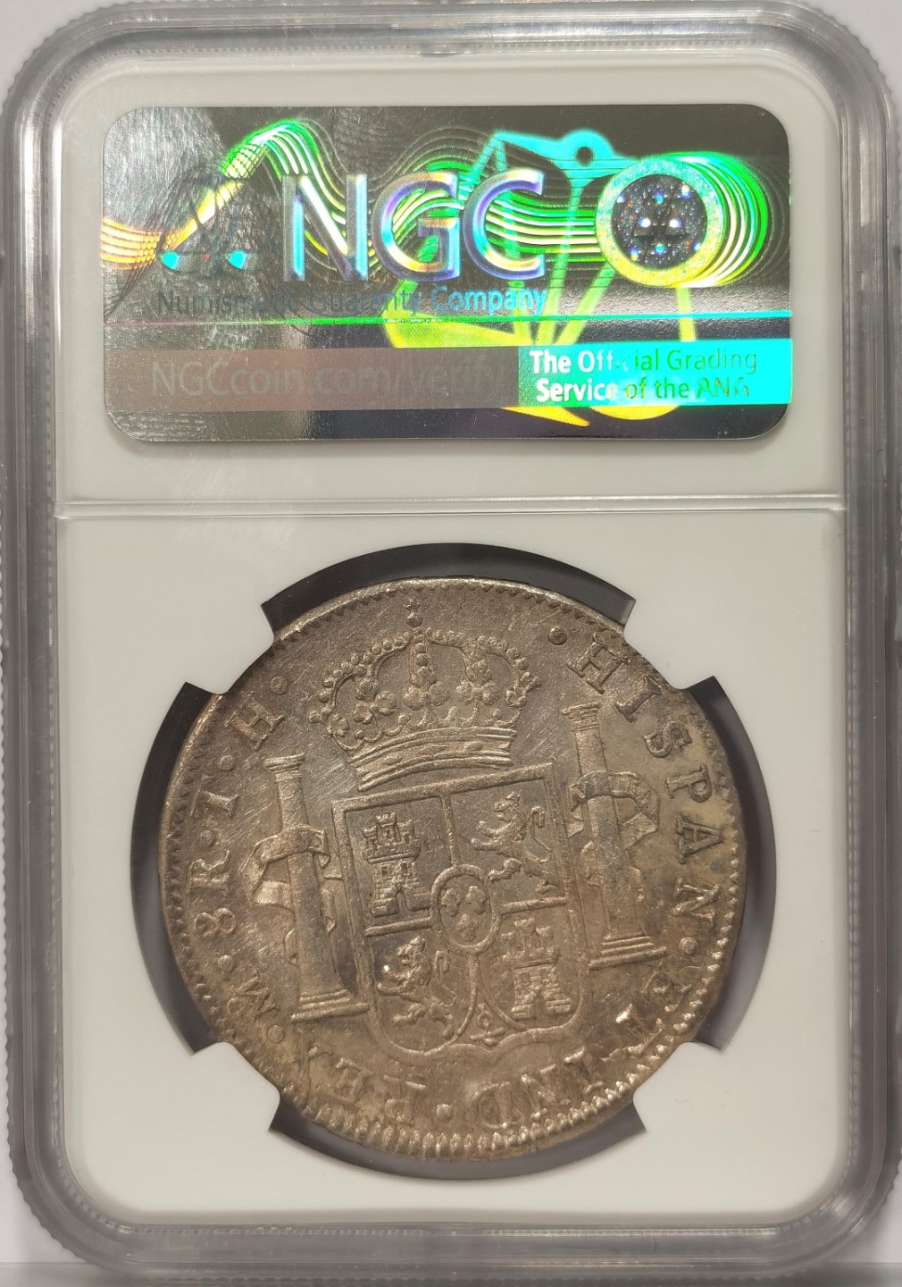 博洋堂世界钱币拍卖第019期（全场包邮） NGC MS61  墨西哥卡洛斯四世 1807 8 里亚尔   淡灰色包浆 底光十足。 收藏性价比高。三连之三