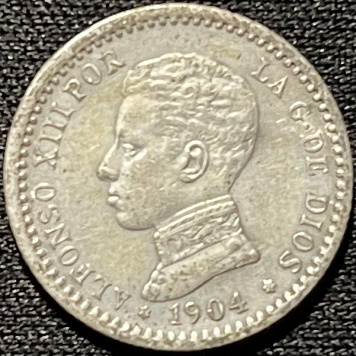 紫瑗钱币——第260期拍卖 西班牙 1904年 阿方索十三世 少年头 50分 2.5克 0.835银