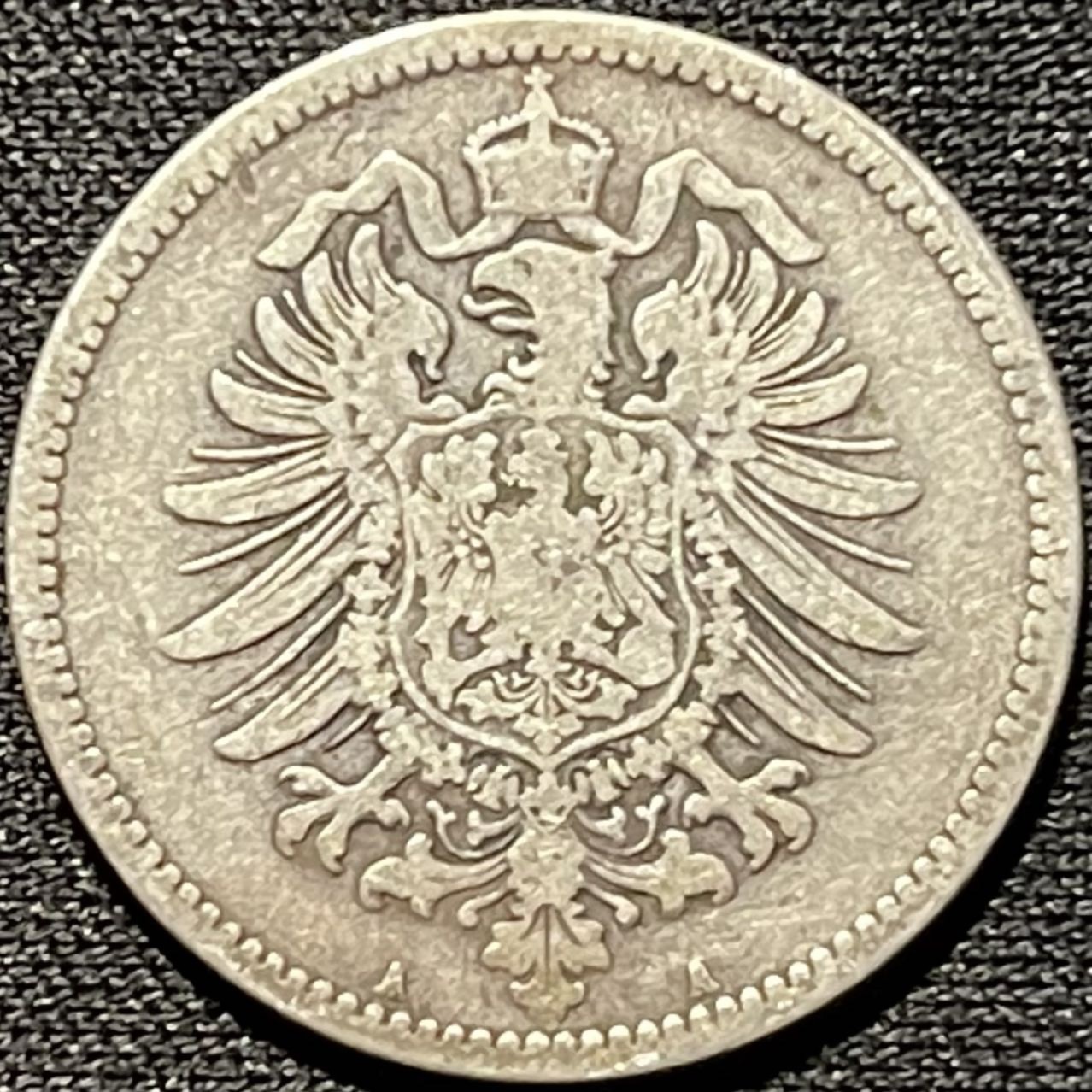 紫瑗钱币——第260期拍卖 德国 1878年 A版 第二帝国 短翅 1马克 5.5克 0.9银