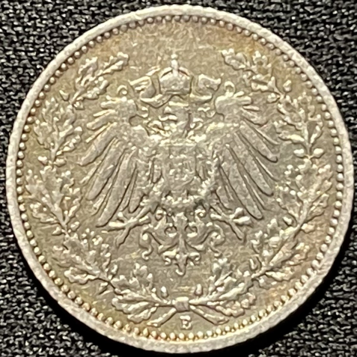 紫瑗钱币——第260期拍卖 德国 1906年 E厂 第二帝国 长翅 1/2马克 2.77克 0.9银