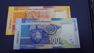 【世界钱币收藏】精选微拍第57期暨2023年第四期 裸钞专场 南非动物版100+200兰特 如图各一张 全新绝品
