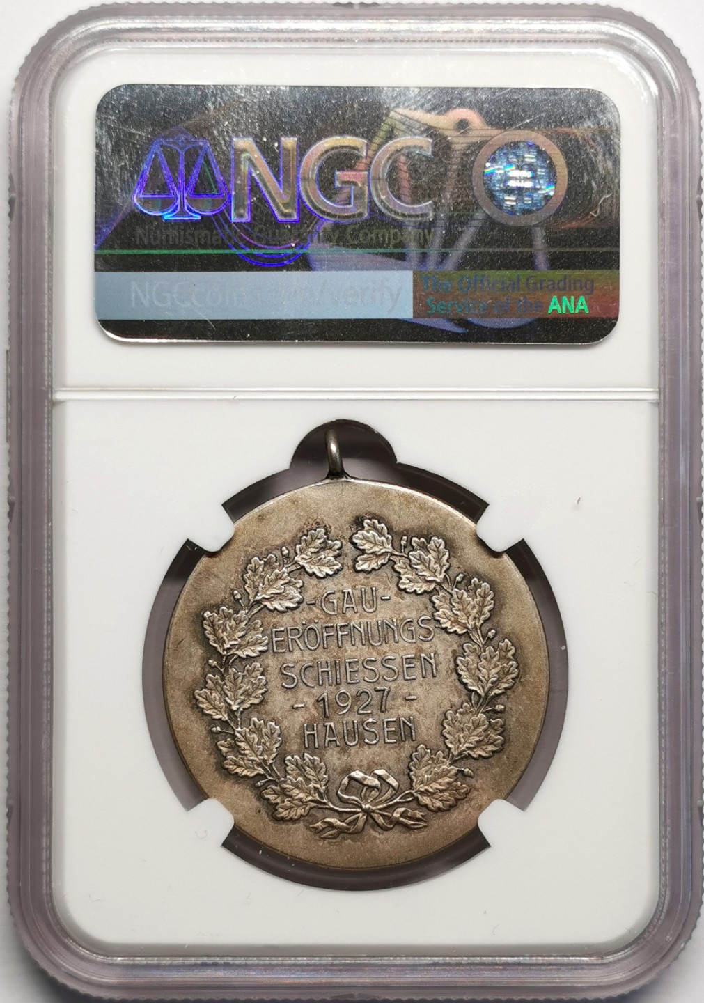 凡希社世界钱币微拍第二百三十二期 1927德国豪森射击节纪念银章NGC-MS63稀见品种！