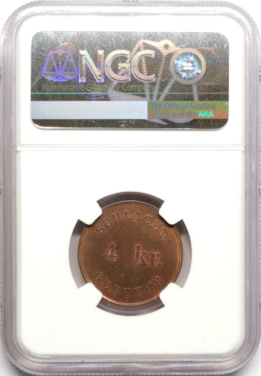 凡希社世界钱币微拍第二百三十二期 1854-66法兰克福4K铜辅币NGC-MS64