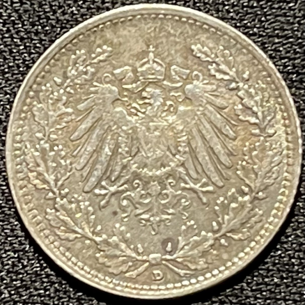 紫瑗钱币——第260期拍卖 德国 1919年 D厂 第二帝国 长翅 1/2马克 2.77克 0.9银