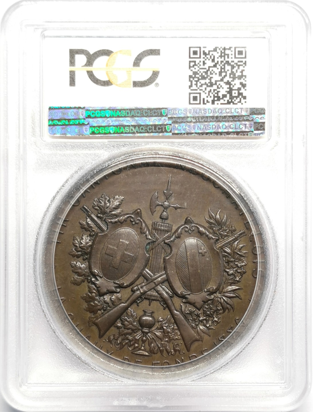 凡希社世界钱币微拍第二百三十二期 1886瑞士拉绍德封射击节纪念铜章PCGS-SP63