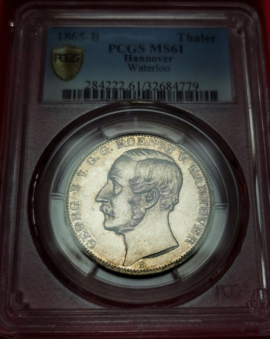凡希社世界钱币微拍第二百三十二期 1865汉诺威滑铁卢纪念泰勒PCGS-MS61淡色五彩！
