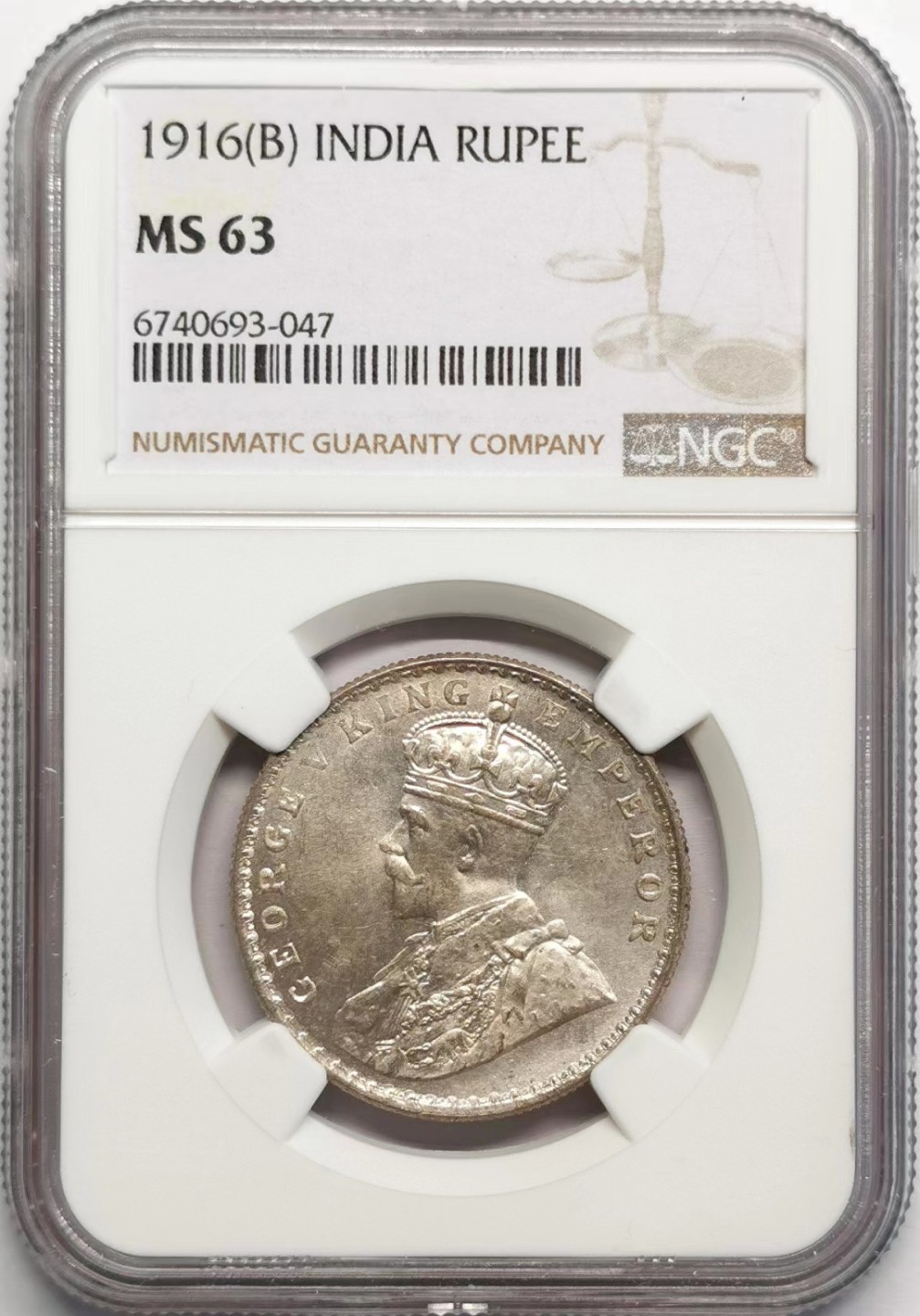 凡希社世界钱币微拍第二百三十二期 1916英属印度乔五卢比NGC-MS63