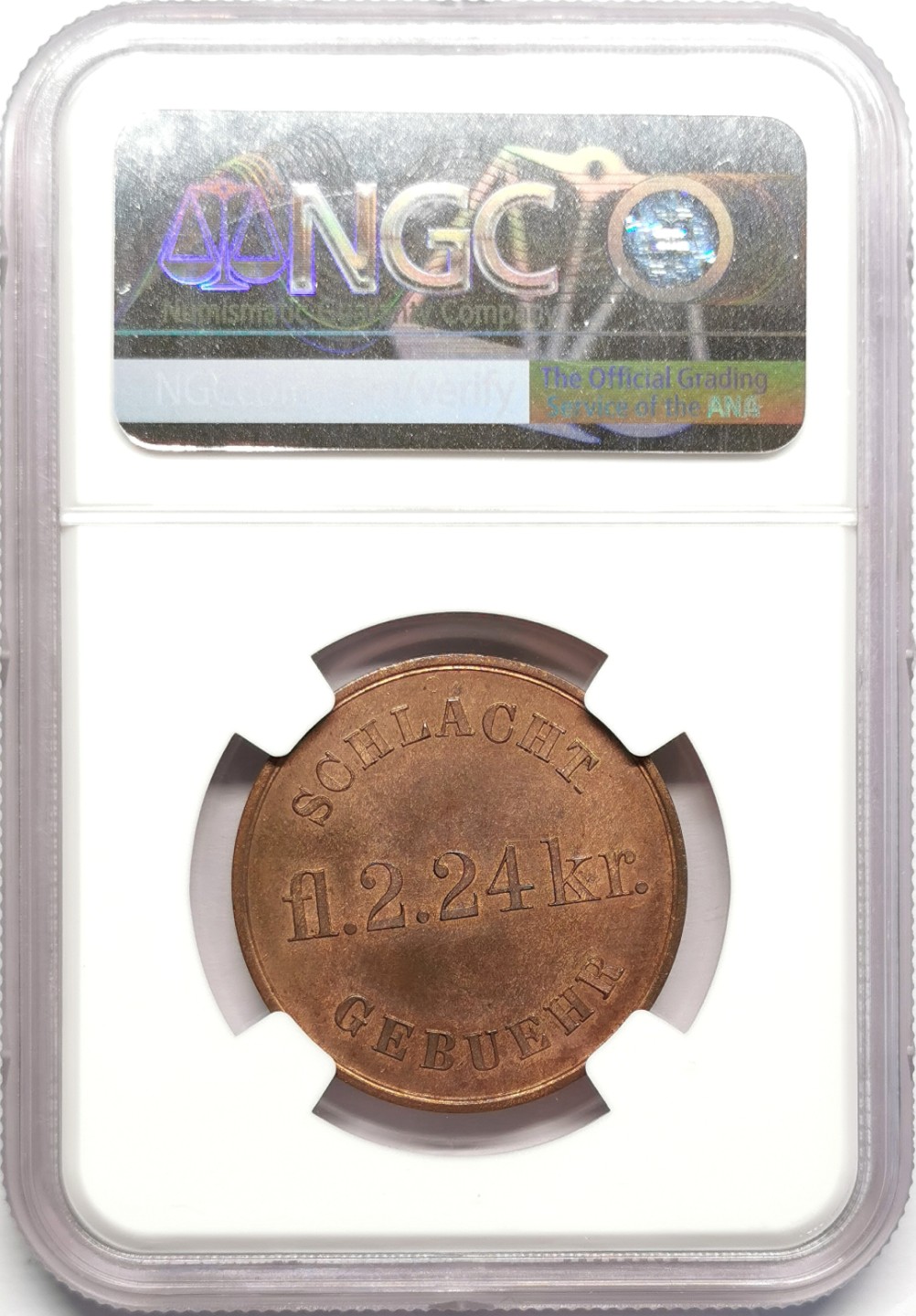 凡希社世界钱币微拍第二百三十二期 1864-66法兰克福24K铜辅币NGC-MS65收藏级！