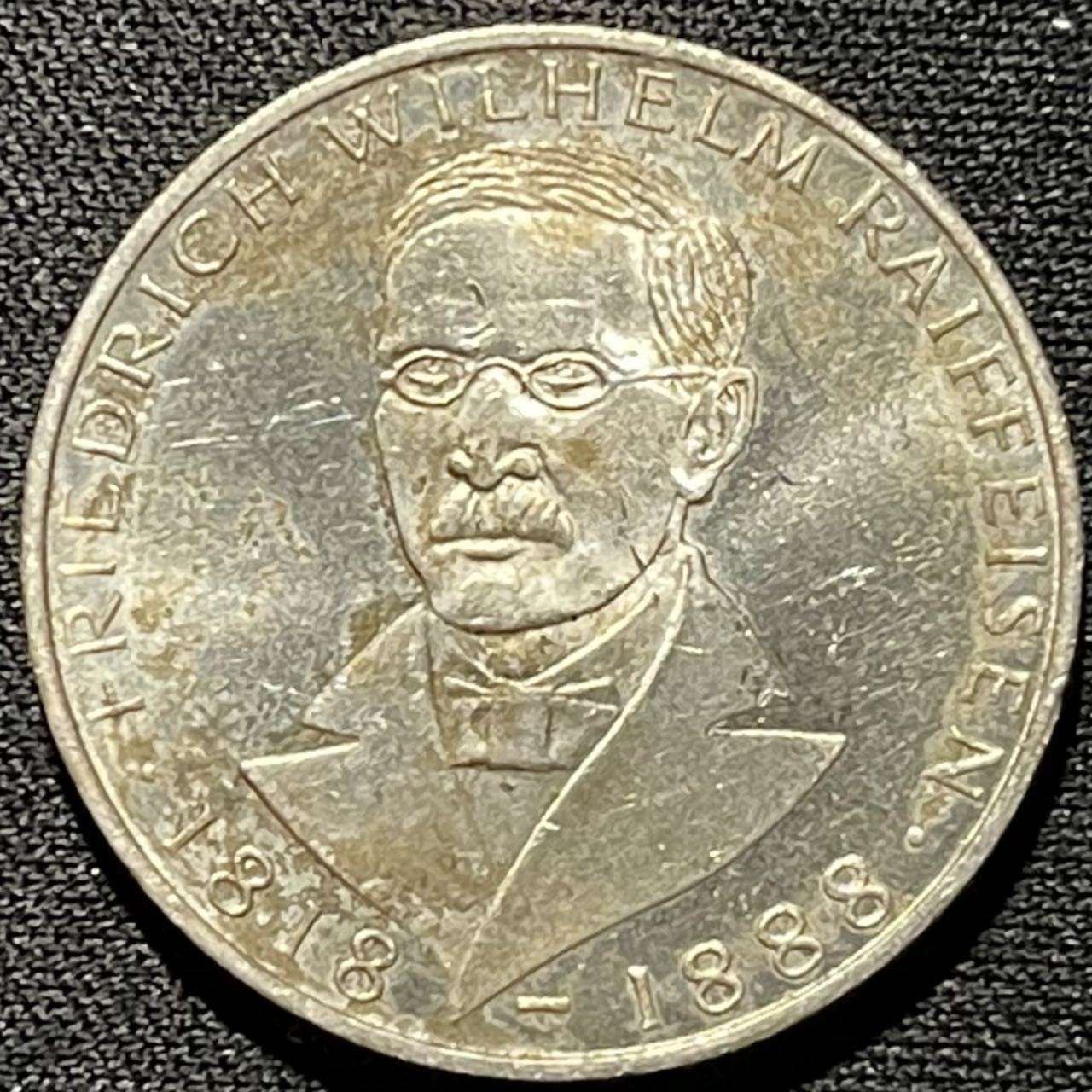 紫瑗钱币——第260期拍卖 联邦德国 1968年 J厂 社会学家 弗里德里希·莱费森诞辰150周年 5马克 11.2克 0.625银 UNC