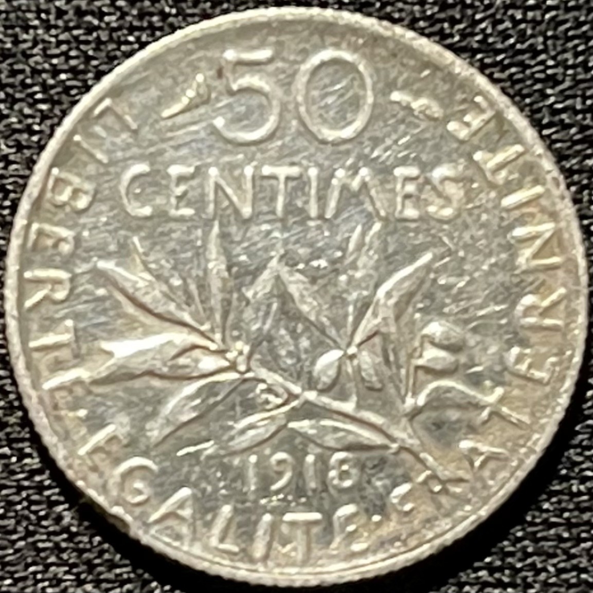 紫瑗钱币——第260期拍卖 法国 1918年 播种女神 50分 2.5克 0.835银 