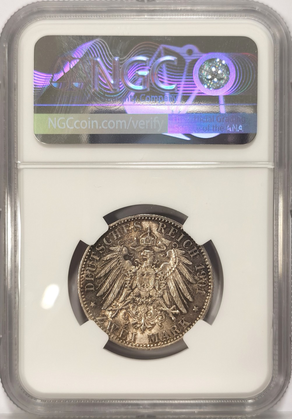 博洋堂世界钱币拍卖第019期（全场包邮） NGC MS63 1901年德国普鲁士建国200周年2马克纪念银币