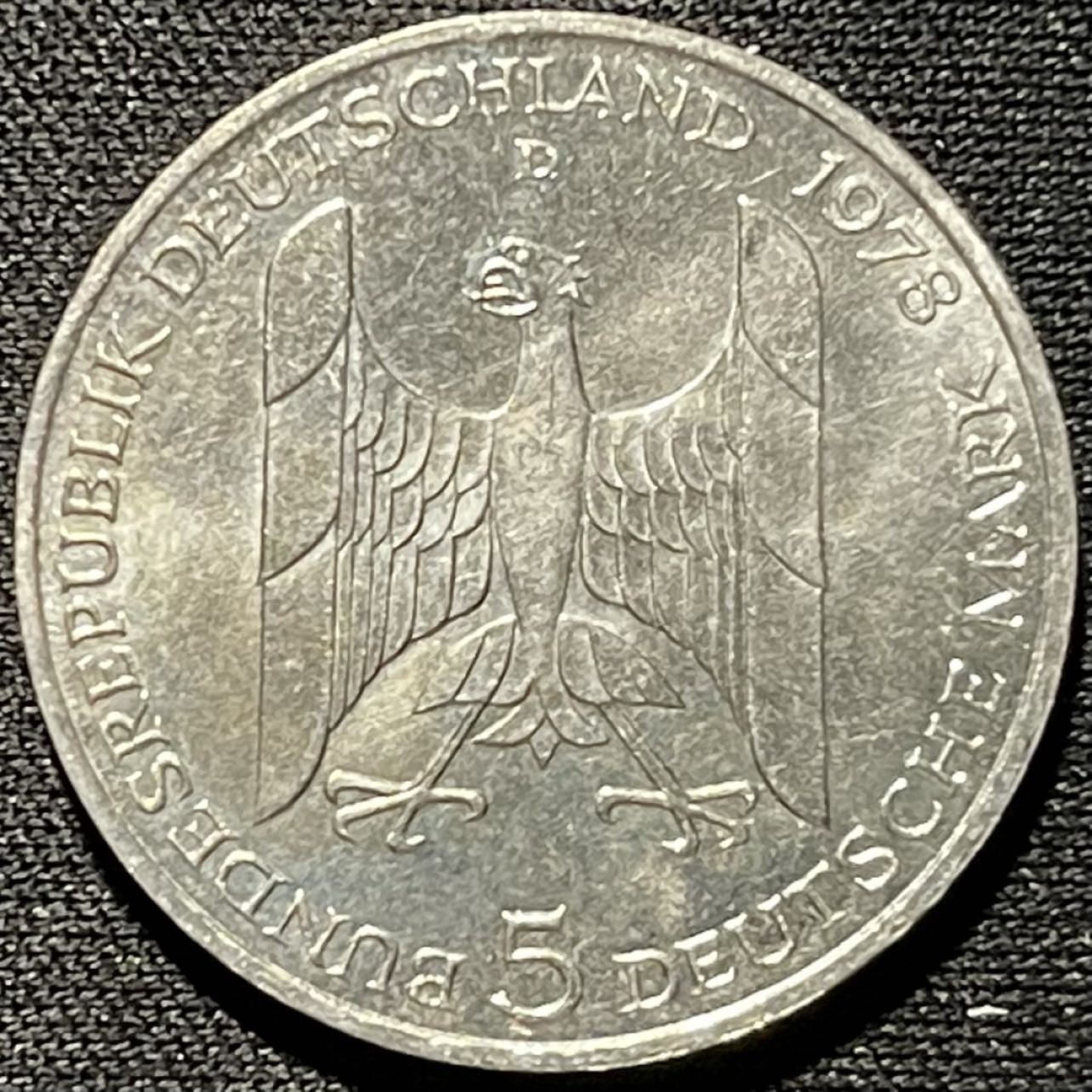 紫瑗钱币——第260期拍卖 联邦德国 1978年 D厂 斯特莱斯曼诞辰100周年 5马克 11.2克 0.625银 UNC