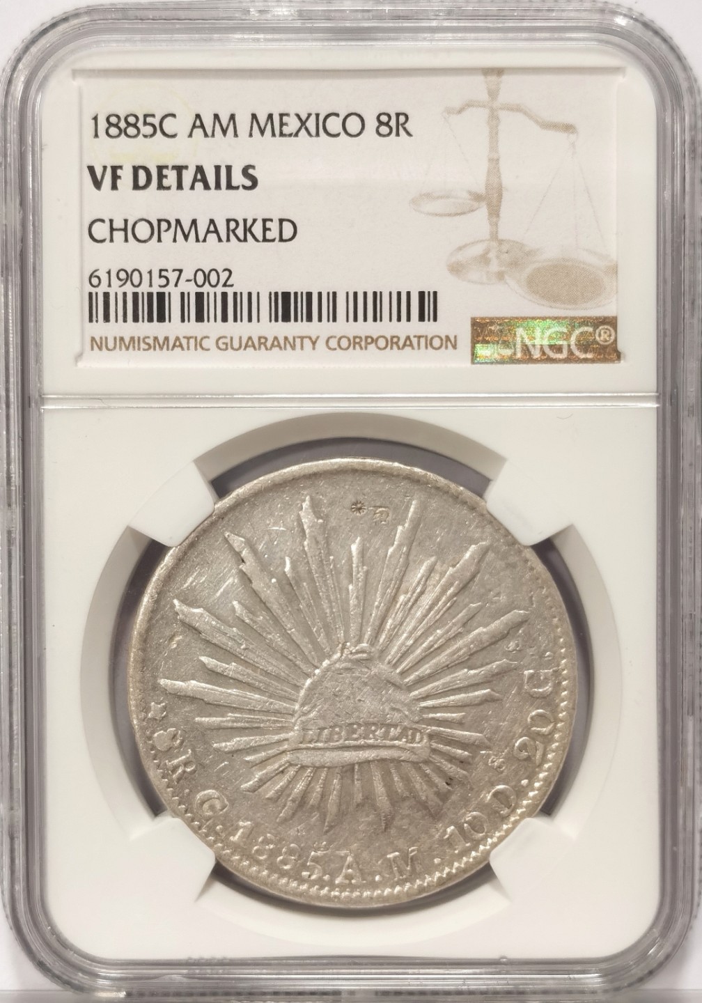 博洋堂世界钱币拍卖第019期（全场包邮） NGC VF 墨西哥1885年C AM版花边鹰洋，四级鹰