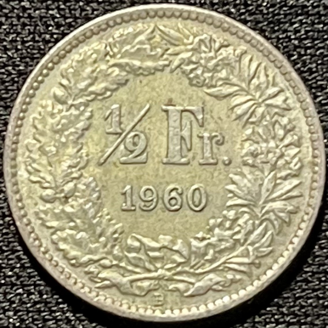 紫瑗钱币——第260期拍卖 瑞士 1960年 赫尔维蒂亚 1/2法郎 2.5克 0.835银