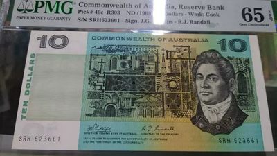 【世界钱币】精选微拍第56期暨2023年第三期  评级币专场 - 1968年澳大利亚联邦10元 罕见品种 PMG65E无47