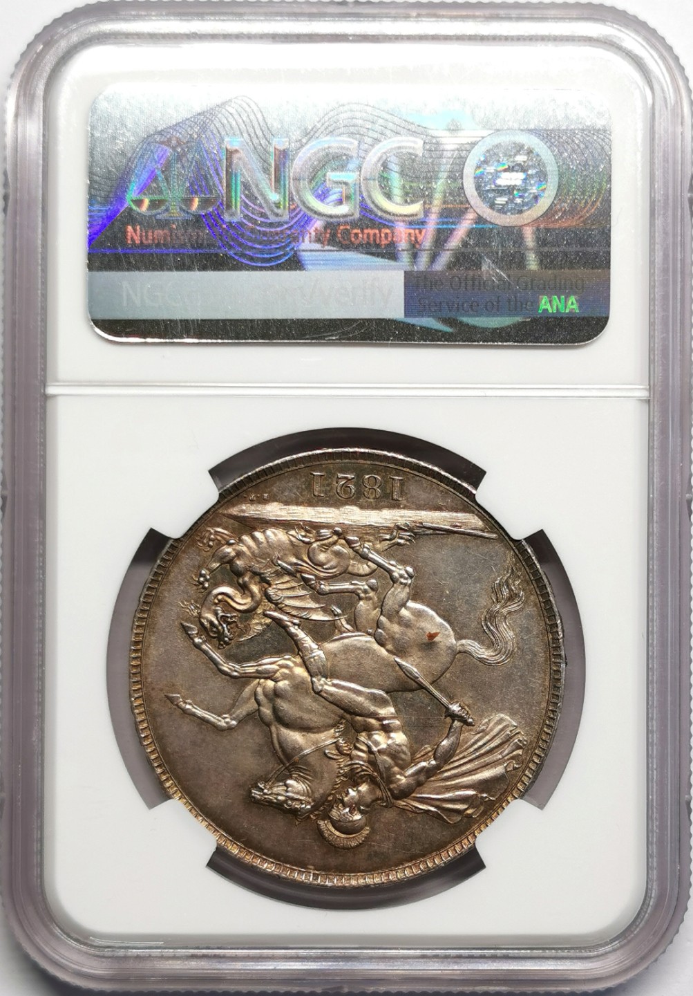 凡希社世界钱币微拍第二百三十二期 荐！1821英国乔四马剑大银NGC-MS61香槟金色包浆迷人！