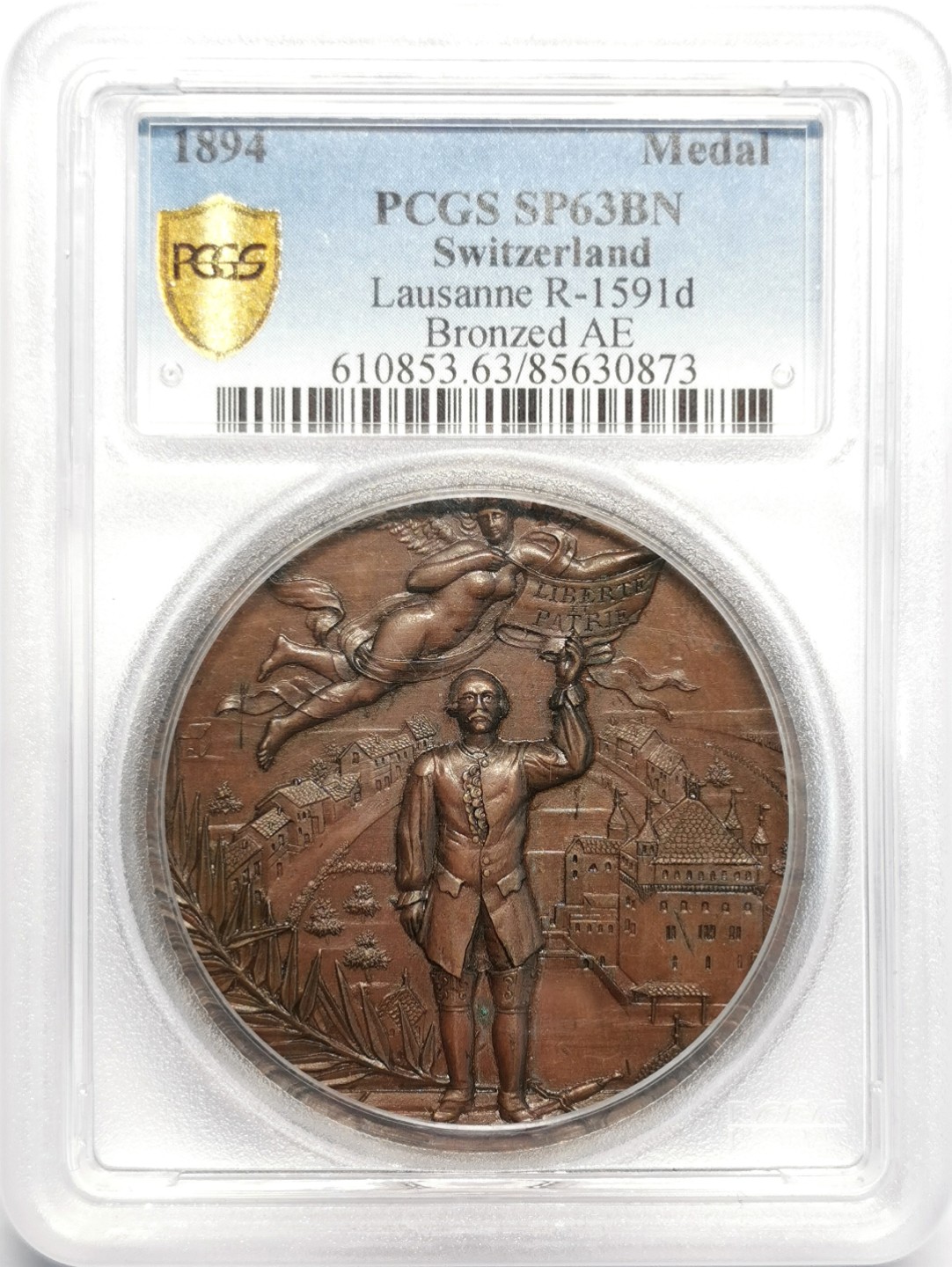 凡希社世界钱币微拍第二百三十二期 1894瑞士洛桑射击节纪念铜章PCGS-SP63