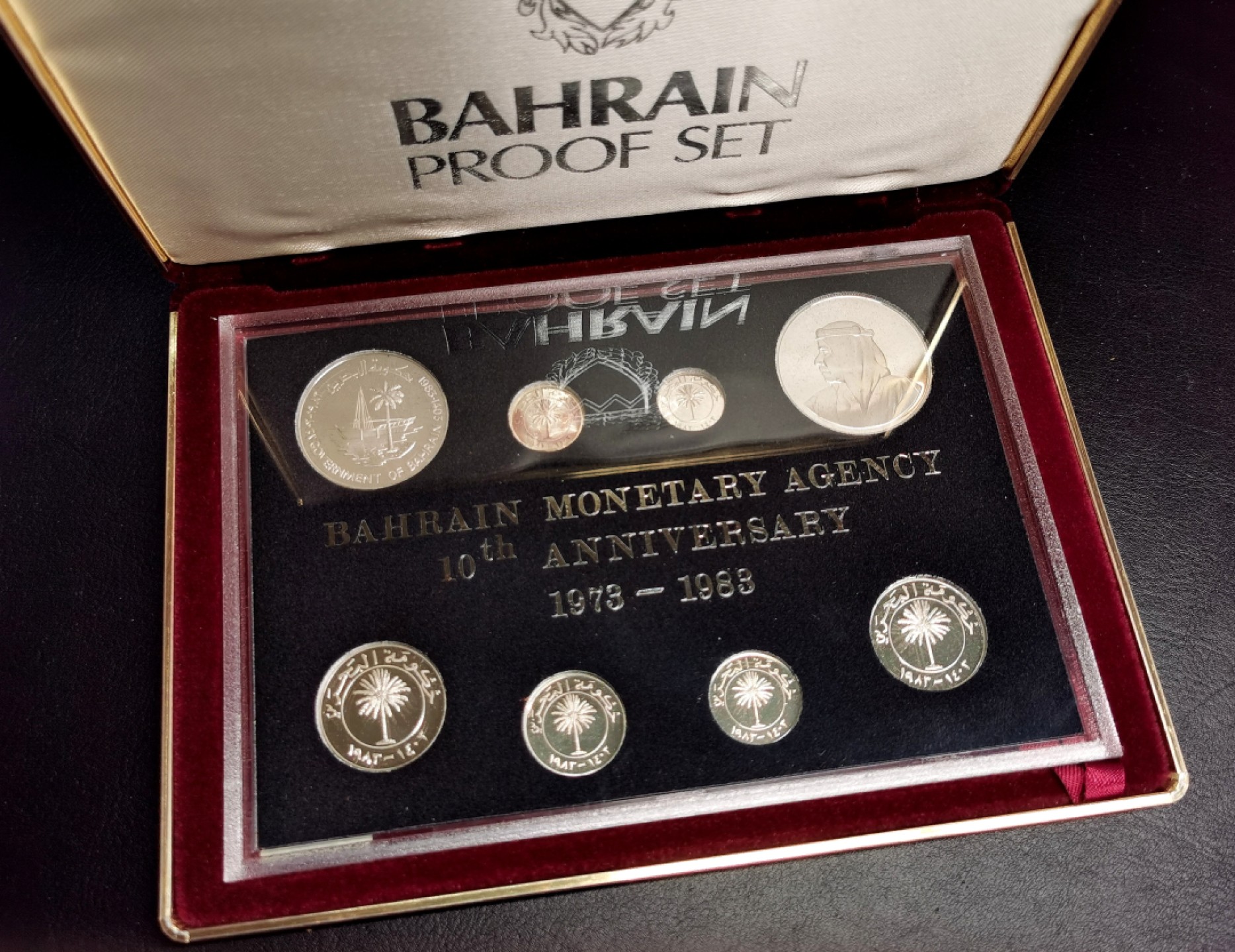 凡希社世界钱币微拍第二百三十二期 1983巴林独立十周年精铸PS原盒证书！
