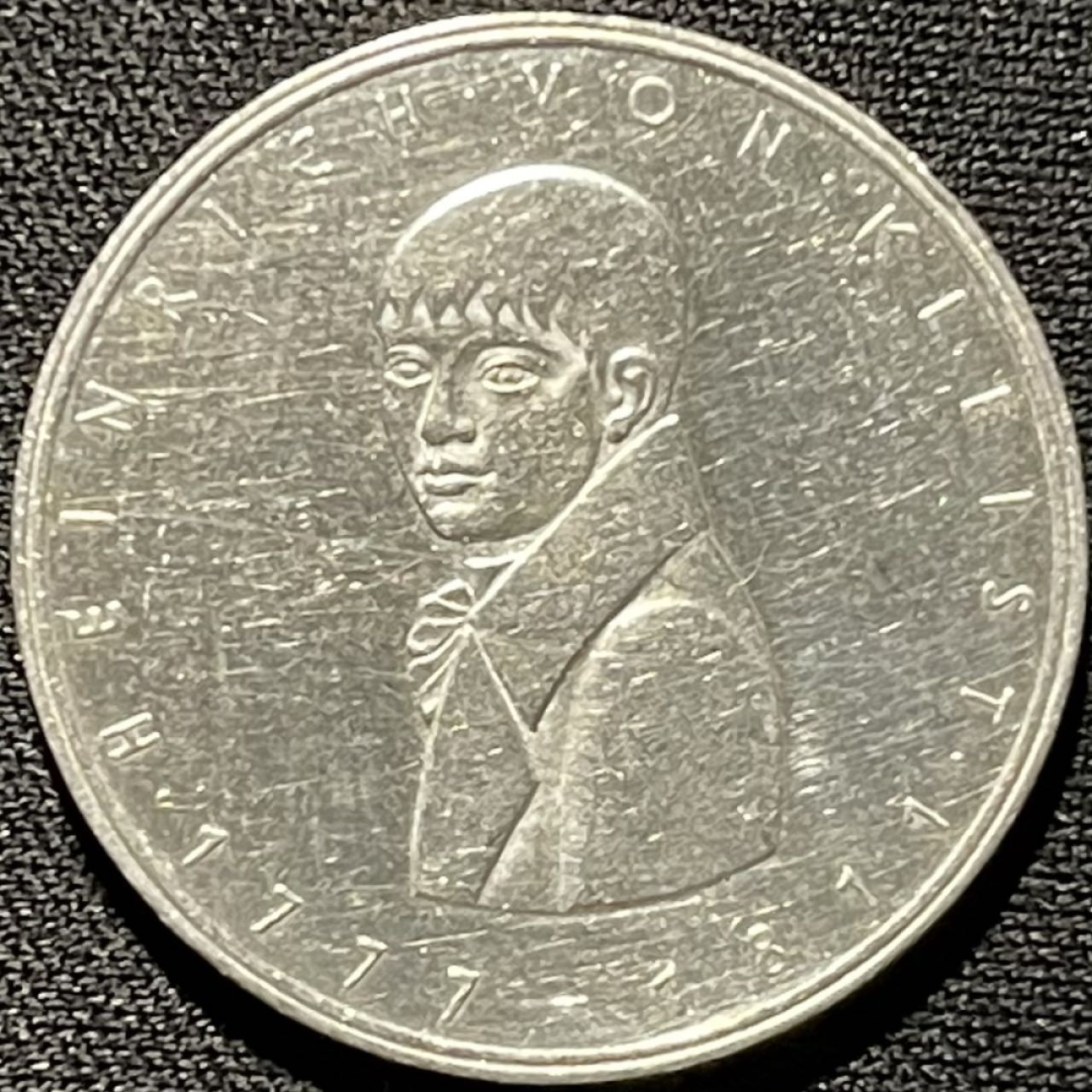 紫瑗钱币——第260期拍卖 联邦德国 1977年 G厂 克莱斯特诞辰100周年 5马克 11.2克 0.625银 