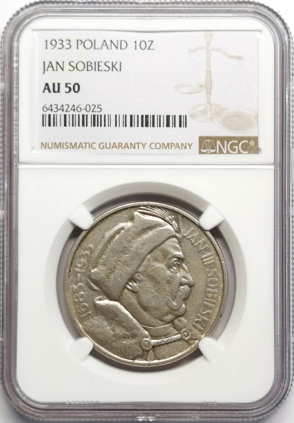 凡希社世界钱币微拍第二百三十二期 1933波兰索别斯基10Z大银NGC-AU50