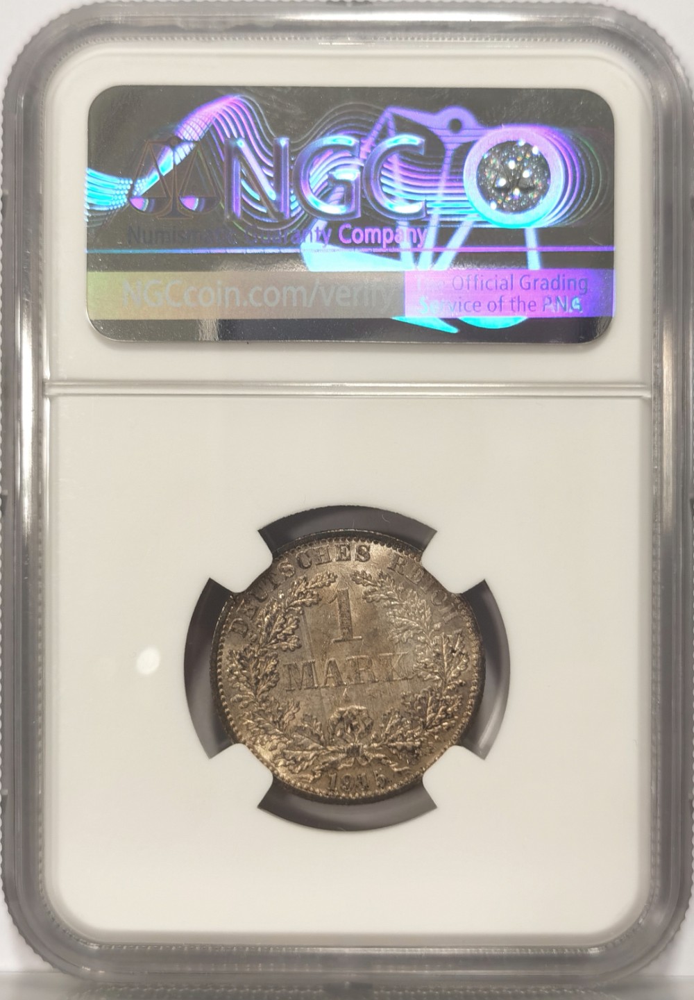 博洋堂世界钱币拍卖第019期（全场包邮） NGC MS63 1915年德国第二帝国A版1马克银币