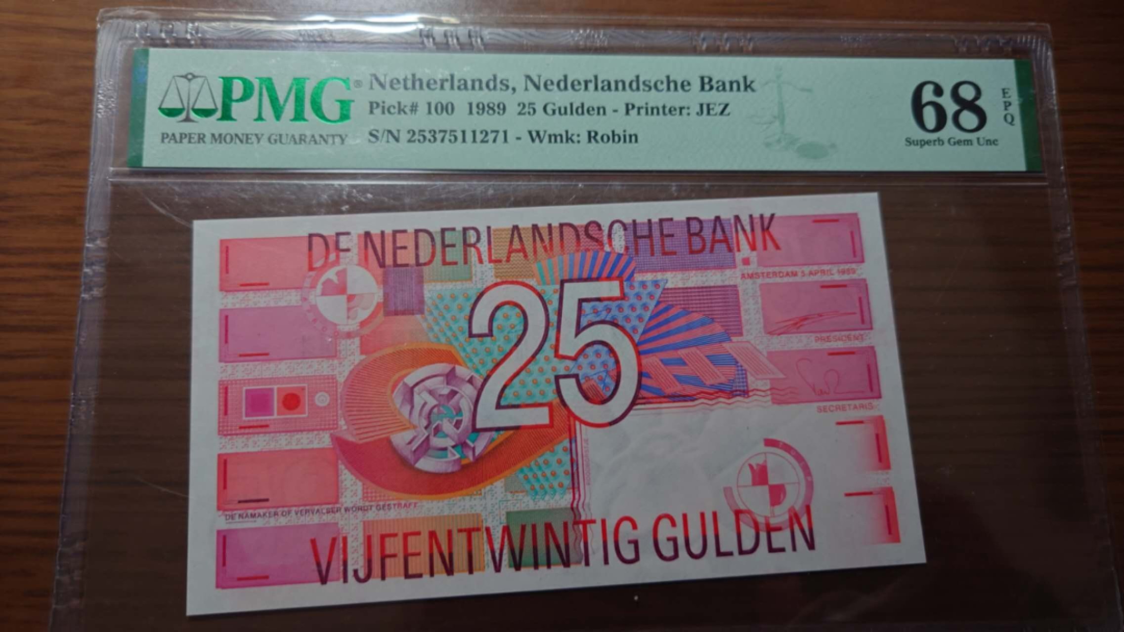 【世界钱币】精选微拍第56期暨2023年第三期  评级币专场 1989年荷兰25盾 齿轮 PMG68E高分 全程无4尾号71