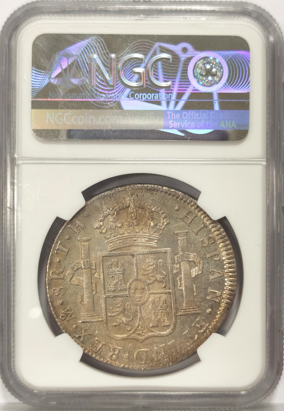 博洋堂世界钱币拍卖第019期（全场包邮） NGC MS61  墨西哥卡洛斯四世 1806 8 里亚尔   淡灰色包浆 底光十足。 收藏性价比高。三连之二