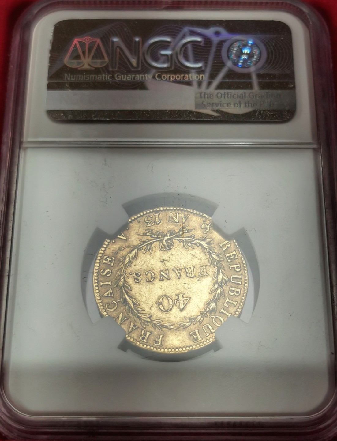 凡希社世界钱币微拍第二百三十二期 共和13年法国拿破仑免冠像40法郎金币NGC-AU58